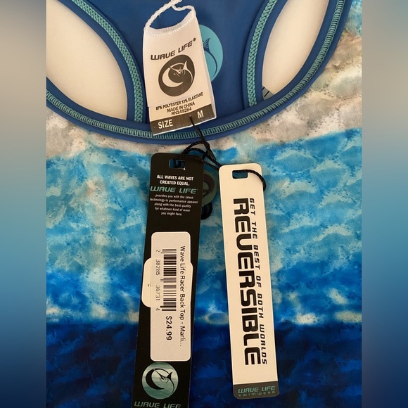 WAVE LIFE Women's Medium Vibrant Blue Marlin Reversible Style Razor Back Top - Picture 6 of 7